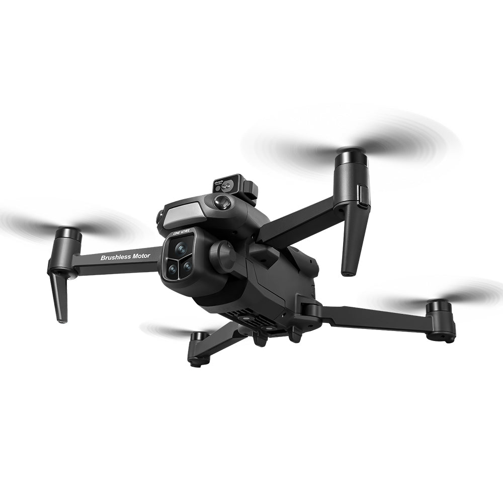Bottom view of black V918 MAX drone showing optical flow lens